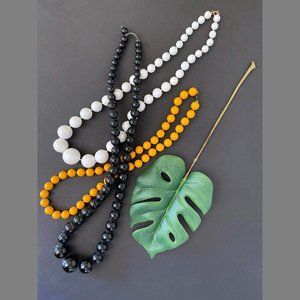 Beaded Necklaces 3-Pack in Black, White, & Yellow